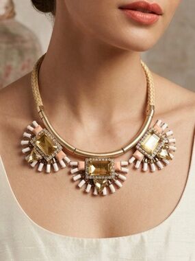 Bansri Malaika Coral bib necklace